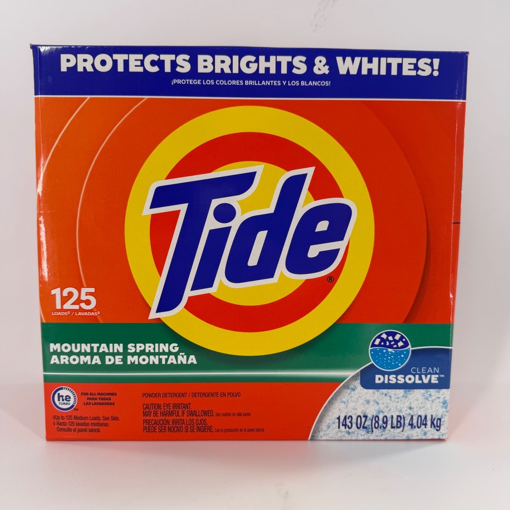 Tide Mountain Spring Powder Laundry Detergent 125 Loads 143 oz HE Turbo